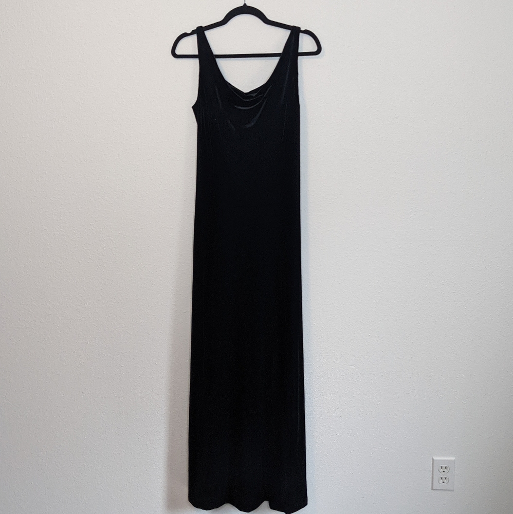 Vintage Black Velvet Full Length Dress